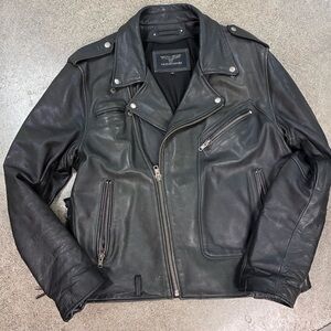 Wilsons Leather Black Motorcycle Biker Jacket